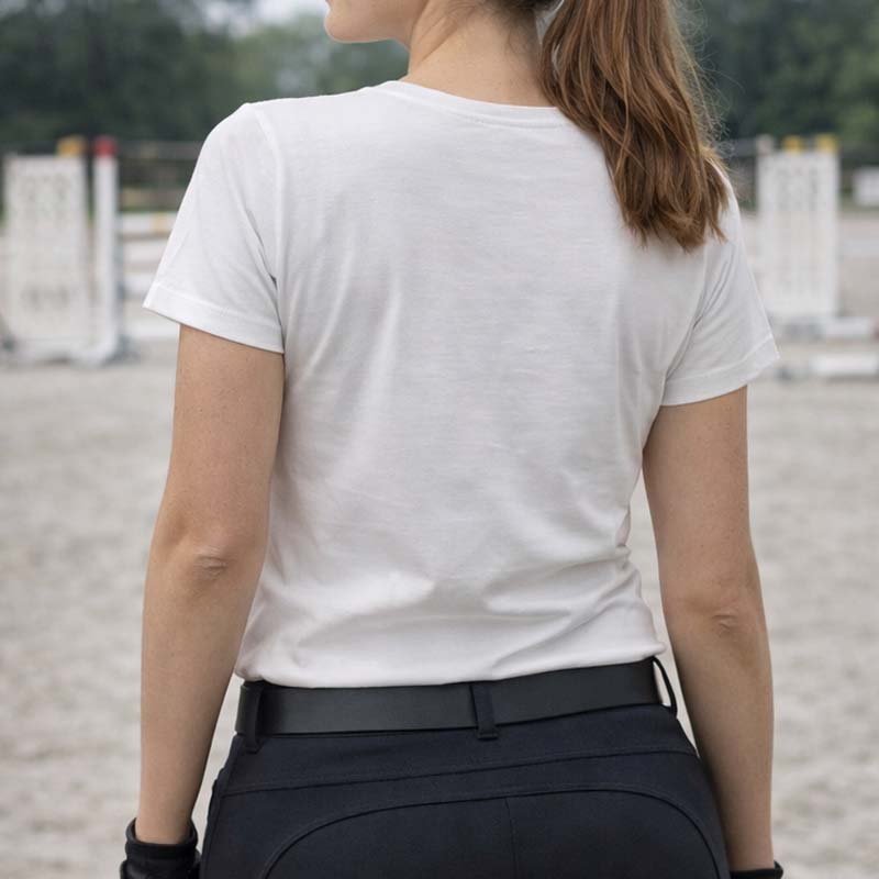 Women's Equestrian T-Shirt PINK RIDER - white/fuchsia print - 9396