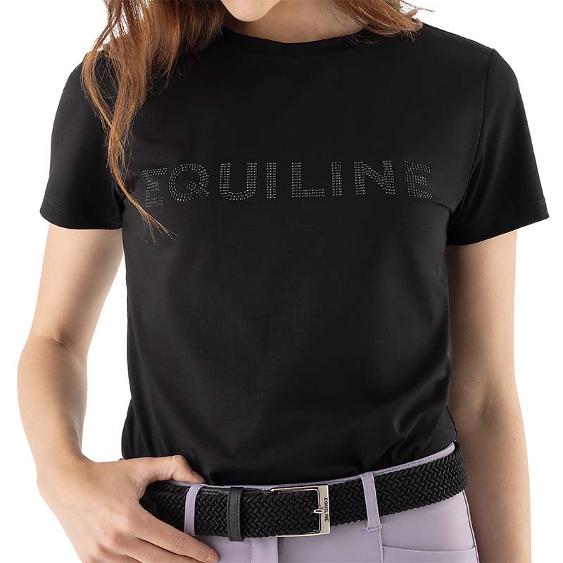Equiline Women’s Cotton T-Shirt with Rhinestone Logo GLESS - 9278