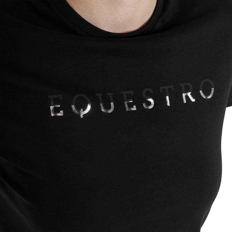 Cotton T-shirt with Laminated Equestro Logo - women - 9058