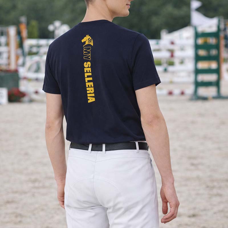 Men's Equestrian T-Shirt STALLION SPIRIT - blue edition/mustard print - 9401