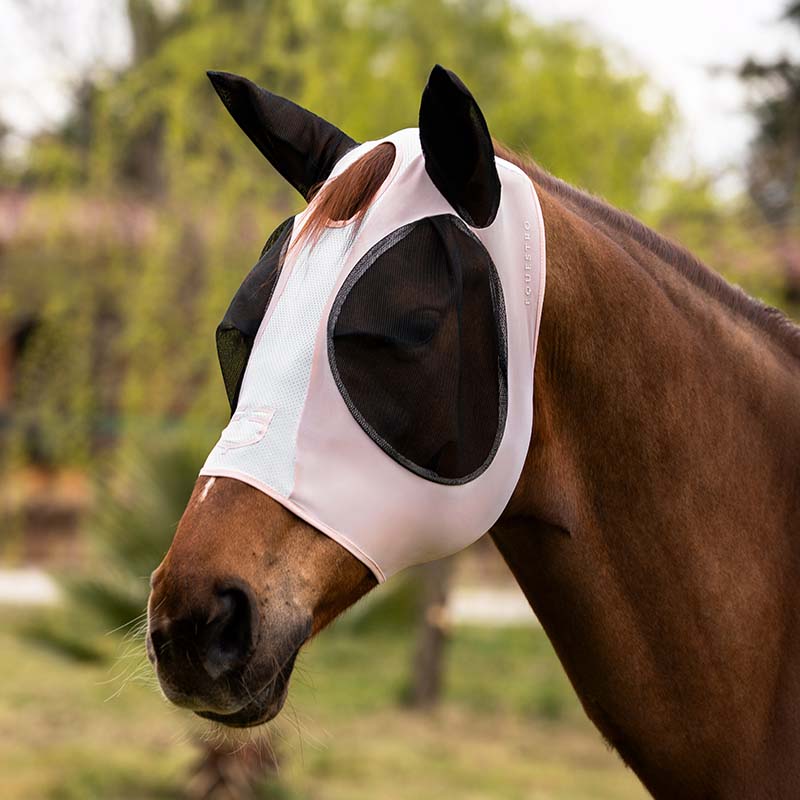Equestro fly mask for horses in lycra and mesh - 0681