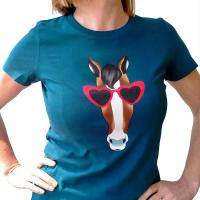 PRINTED T-SHIRT MATINGOLD HORSE WITH SUNGLASSES for WOMEN - 3516