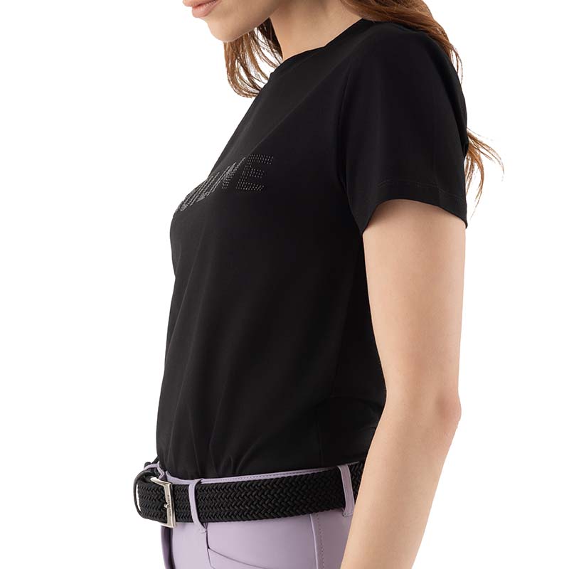 Equiline Women’s Cotton T-Shirt with Rhinestone Logo GLESS - 9278