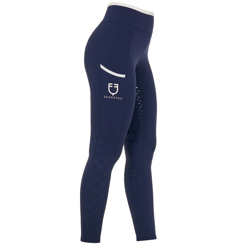Equestro Riding Leggings Full Grip for Women - lightweight with perforated insert - 9787