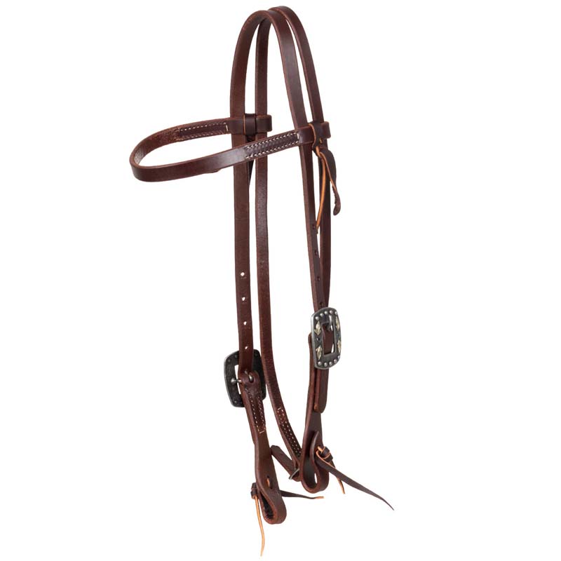 Western Headstall with Double buckle in oiled leather 5/8” - 4431